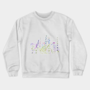 purple blue wild flowers watercolor painting Crewneck Sweatshirt